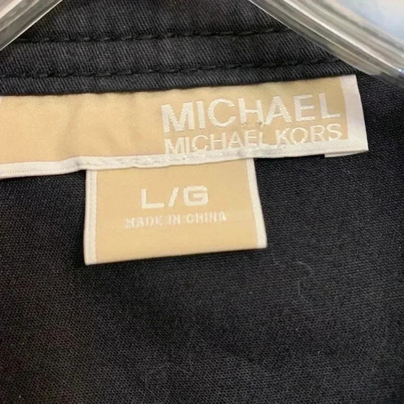 Michael Kors Women's Utility Jacket 6 Button Black Pockets Sleeve Buckle Size L - Picture 4 of 14